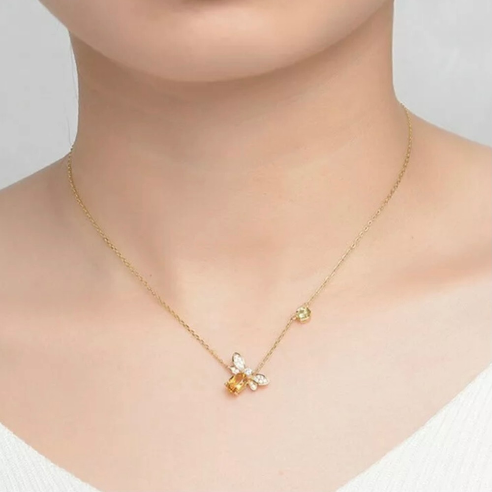 NEW Citrine 18k Gold Queen Bee Pendant Necklace - Picture 5 of 9